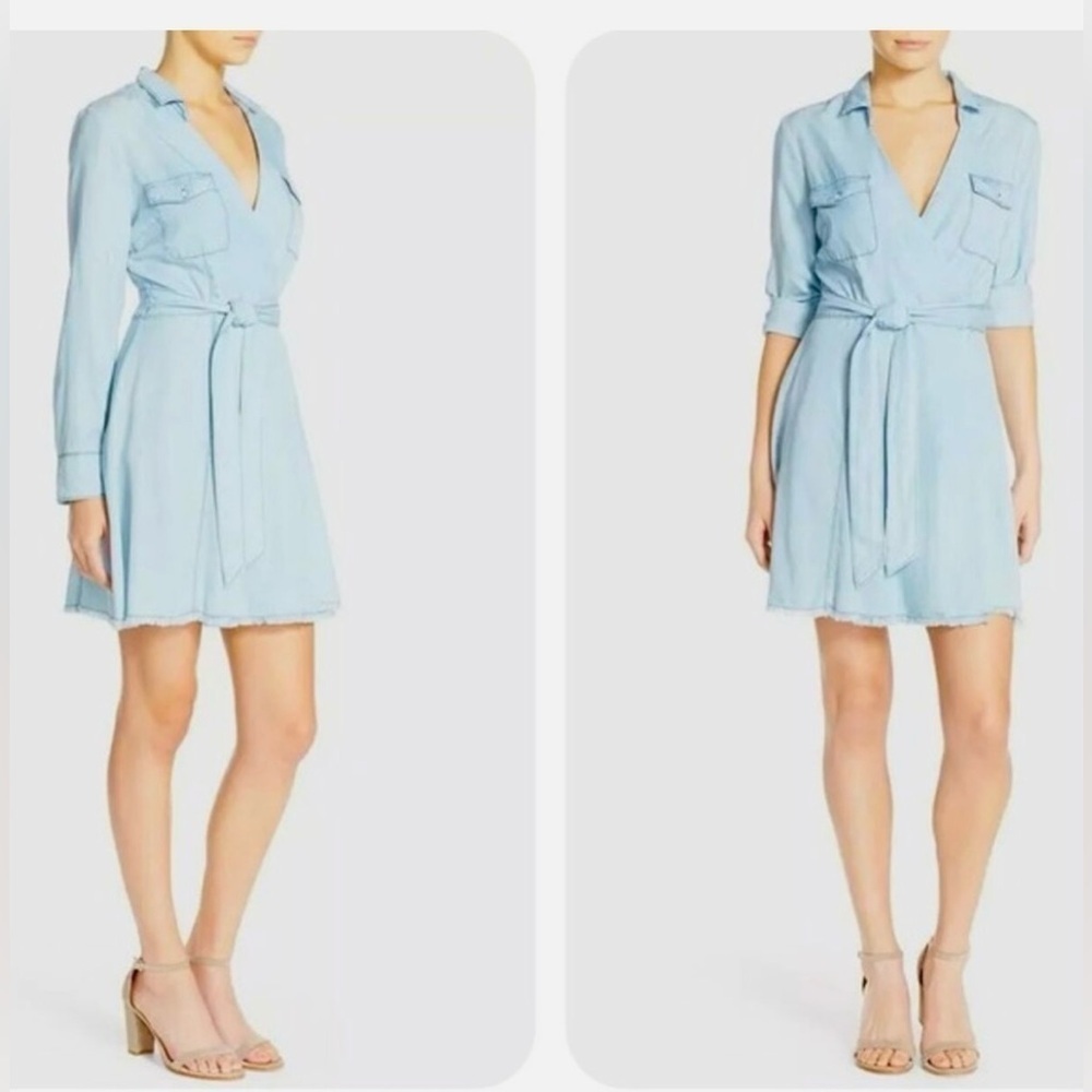 BB Dakota Gennesse Fray Wrap tencel‎ chambray long sleeve dress NWT Size 2
